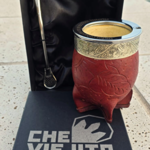 Mate Imperial de calabaza - Cuero dibujado color suela - Frase